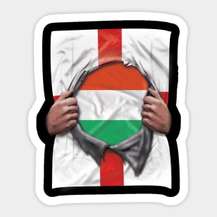 Hungary Flag English Flag Ripped Open - Gift for Hungarian From Hungary Sticker